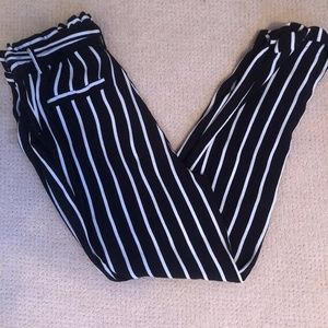 black and white pants